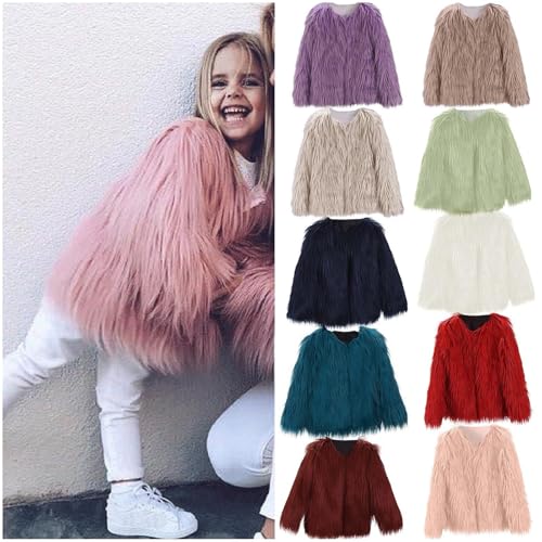 Girls Faux-Fur Jacket Coat Girls Winter Coat Snowday Thick Warm Fashion Cool Outwear Clothes 2-10 Years3