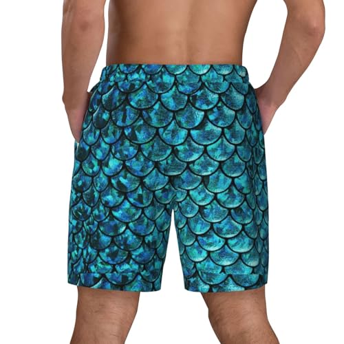 Men's Fish Scale. Print Quick-Dry Mesh Swim Trunks Stretch Lining Beach Shorts Surfing Summer Vacations Black3
