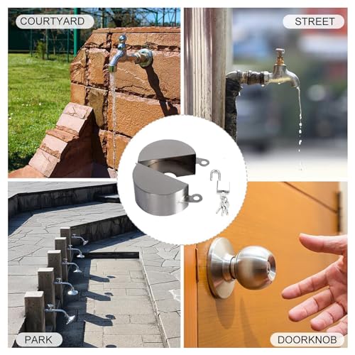Funnytek Door Handle Lock Cover with Padlock and Keys Door Knob Lock Out Device Prevents Turning of Door Knob and Access to Keyhole Disable The Doorknob/Faucet/Valve - Thumbnail 6