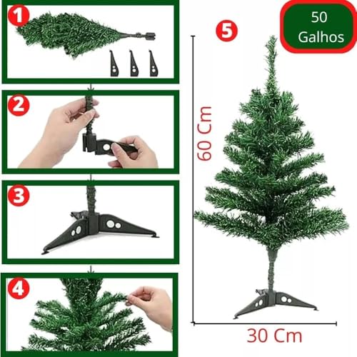Árvore De Natal Verde Pequena 60cm Com 50 Galhos Muito Cheia