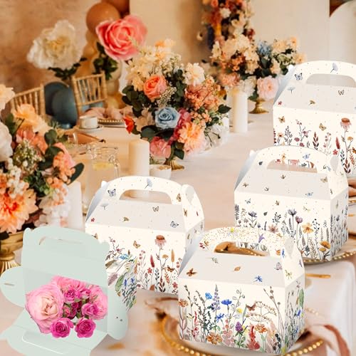 12 PCS Wildflower Party Treat Boxes Flower Party Favor Gift Box Wildflower Theme Candy Goodies Bags for Floral Bridal Baby Shower Birthday Wedding Party Supplies - Image 3