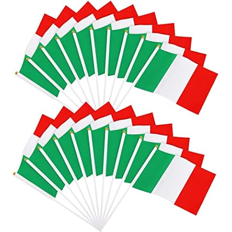 20 Pcs Italy Flag ,JUNEBRUSHS 14x21cm Mini Handheld Flags Pocket National Flags 2023 Decorations (Italy flags) Cover