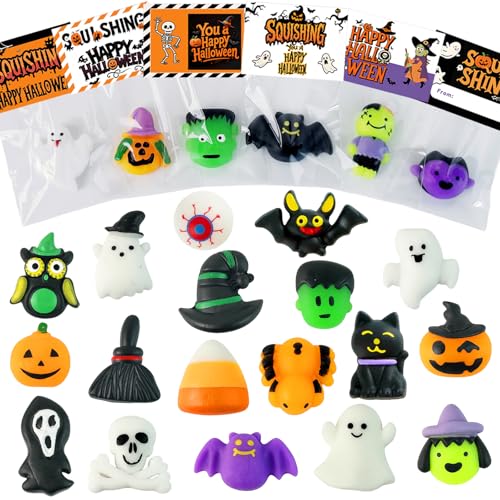 24Pack Halloween Mochi Squishy Toys,Halloween Party Favors, Halloween Classroom Gifts,Bulk