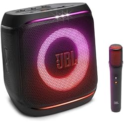 JBL PartyBox Encore 2 Bluetooth Speaker, Wireless, Up to 15 Hours Playtime, AUX-IN, Guitar Input, USB Input, IPX4, Splashproof, Includes 1 Microphone, App Compatible, JBLPBENCORE2JN (Black)