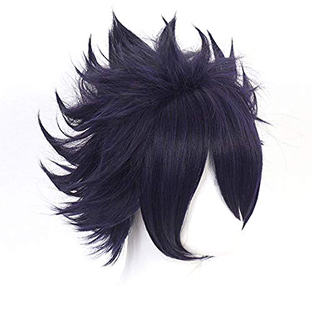 Black Purple Short Messy Heat Resistant Synthetic Costume Hairs for Men Women Halloween Cos Anime Party Replacement Wigs - Image 2