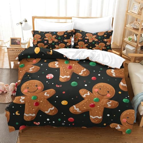 Linge de lit imprimé 3D microfibre supérieure parure de couette pain d'épice - 3