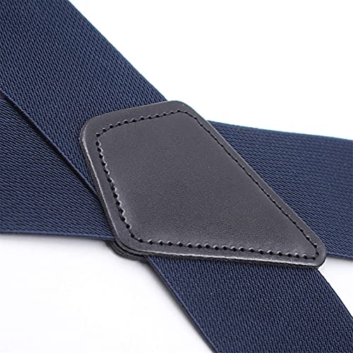Suspenders For Men Straight Metal Clips 2" Wide X Back Adjustable Straps (Blue-2") #TOP2