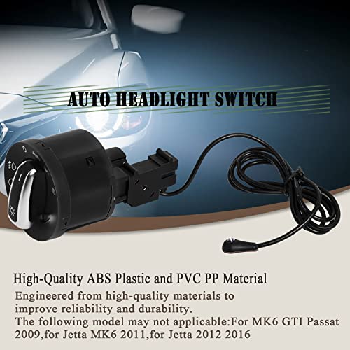 Ketofa Generic Auto Headlight Sensor Chrome Switch for Golf 5 / Golf MK6 / Tiguan/Jetta MK5