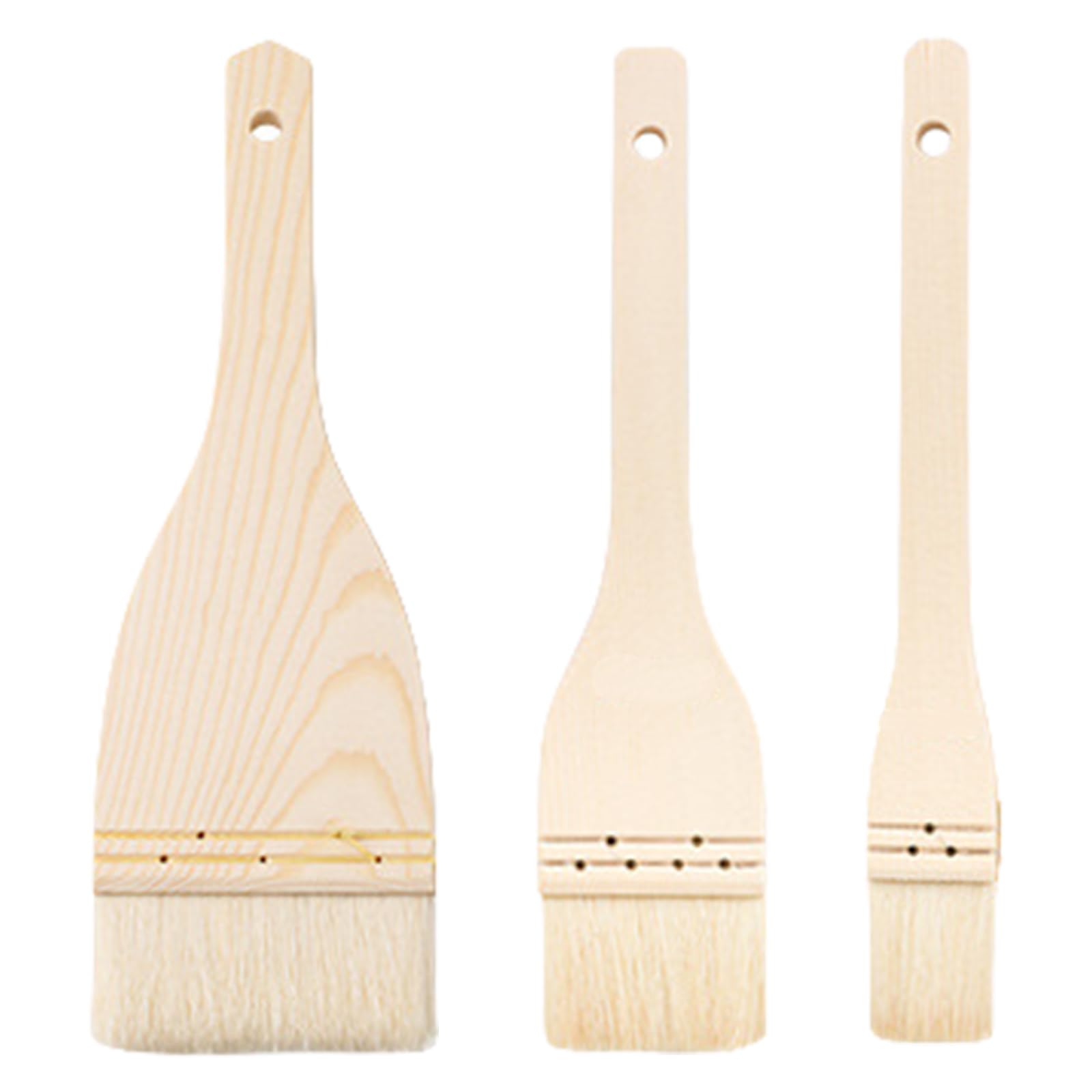 Klynovalu 3Piece All Purpose Kitchen Brush Set with Soft Wool and Wood Handle Multipurpose Kitchen Brush for Baking BBQ Cooking Professional Baking Tool