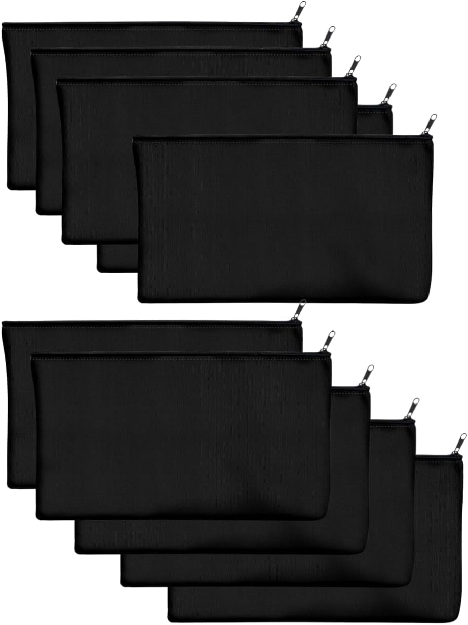 80 PCs 8.3x4.7 Black canvas Zipper Pouch, Makeup Bags Bulk Pencil Pouch with Sturdy Zipper–Multi-Purpose DIY Crafts Toiletry Canvas Bags Case for Sublimation, Stationery & Cosmetic Storage