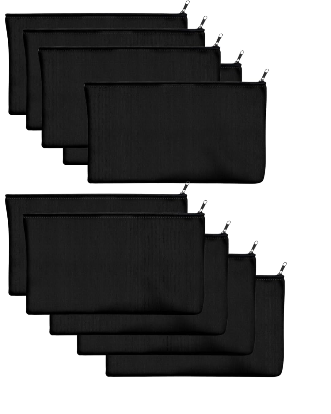 Cruleen 80 PCs 8.3x4.7 Black canvas Zipper Pouch, Makeup Bags Bulk Pencil Pouch with Sturdy Zipper–Multi-Purpose DIY Crafts Toiletry Canvas Bags Case