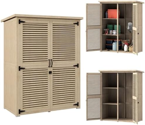 Outsunny Abri de jardin en bois 0,83 m² 127 x 65 x 168 cm Armoire...