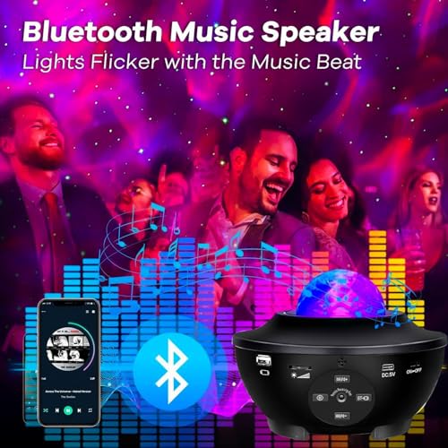 Image of Galaxy Star Projector Night Lamp for Bedroom | Astronaut Space Projector, Night Light for Kids, Bluetooth Music Speaker, Remote Control, No Battery Required