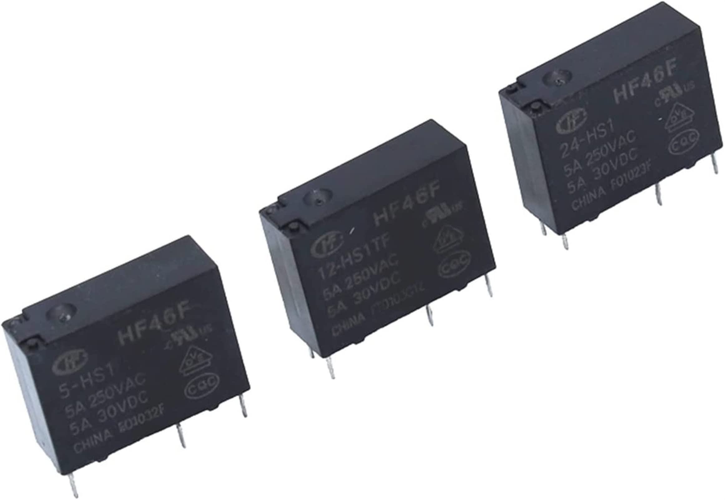 AQHYEBNSR Relay 10PCS 5A 4Pin HF46F-5-HS1 HF46F-12-HS1 HF46F-24-HS1 Power A Normally Open 5 12 24 VDC 250VAC(HF46F-5-HS1)