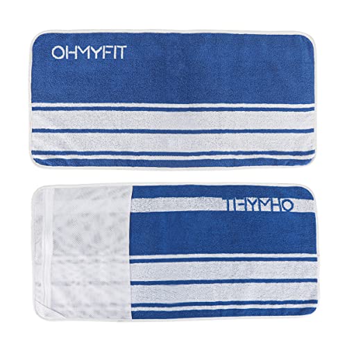 Ohmy Fit Smart Fitness Towel With Zippered Pocket, Premium Quality 100% Cotton - Lightweight And Super Absorbent For Sports, Workout, Fitness, Gym, Yoga, And Running (Blue, Pack Of 1) #TOP21