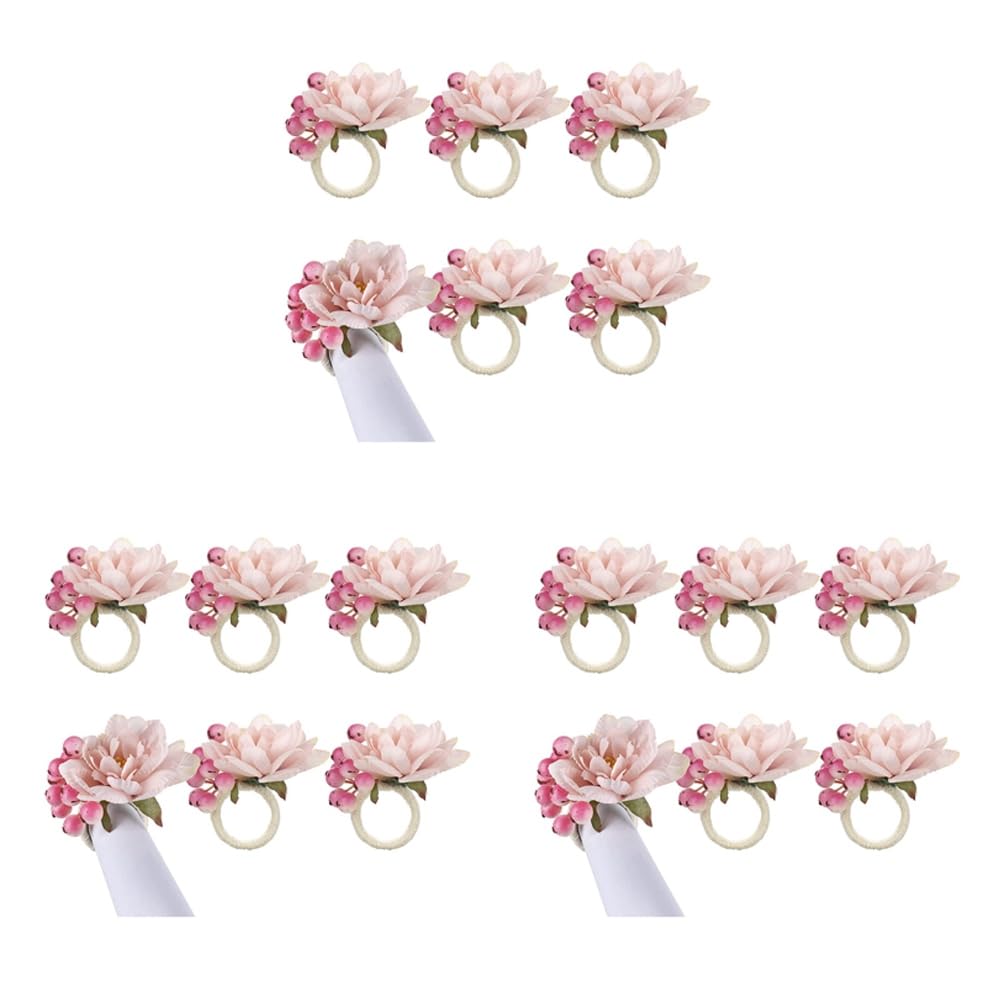 Hndhbfgrt Flower Napkin Rings 18Pcs, Napkin Rings Holder, Spring Floral Buckles Holder Table Decorations, A