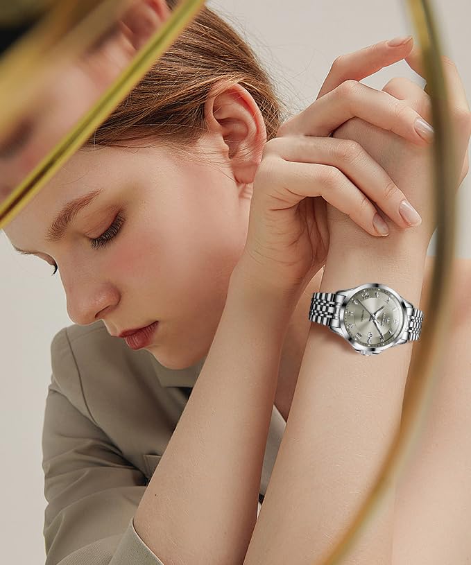 OLEVS Womens Automatic Watch Diamond Luxury Date Ladies Dress Classic Self Winding Wrist Watches Luminous Waterproof2