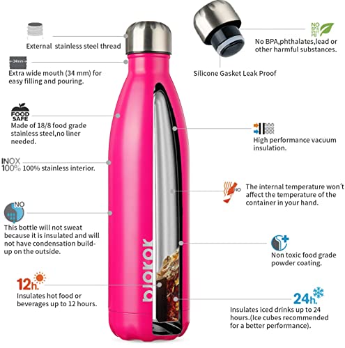 Image of BJPKPK 25 oz Insulated Water Bottle, Stainless Steel Flask, Leak Proof