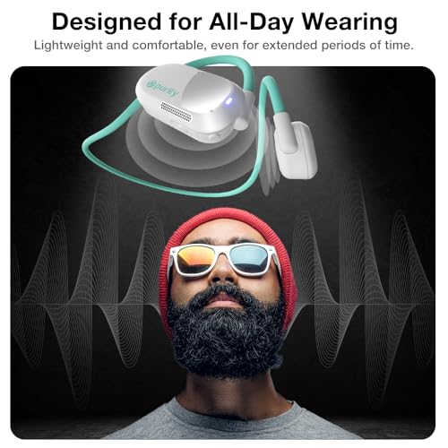Image of Purity Air Open Ear Headphones - True Air Conduction Wireless Bluetooth Open Ear Earbuds with Dual Mic for iPhone /Android - Secured Long Wearing Comfort, Sports Sweat Resistant (White /Turquoise)