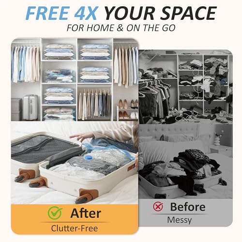 Image of Cozy Essential Travel Vacuum Storage Bags with Rechargeable Cordless USB Pump, Space Saver Bags for Luggage, Suitcase, Carry-On, for Clothes, Blankets, Bedding & Seasonal Storage,12 Combo