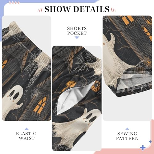 Boys' Pants Halloween Spider Ghosts House Long Bottoms Jogger Pants Elastic Waist Trousers with Pockets S-XL4