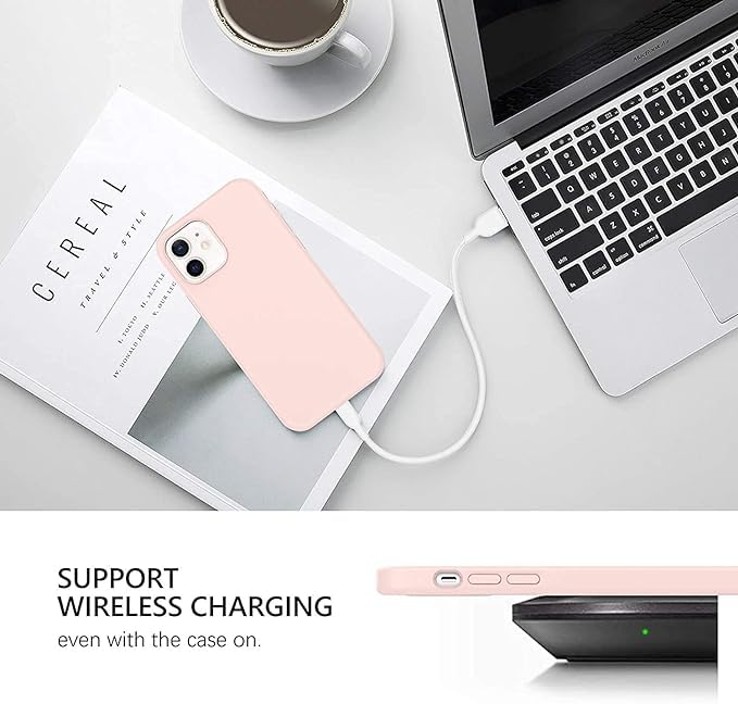 Image of Compatible with iPhone 15 Silicone Case, Slim Shockproof Protective Cover, Drop Protection and Camera Protection, MagSafe Compatible, Soft Microfiber Lining Inside (Pink)
