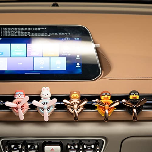 Image of 2 Pieces Car Air Fresheners, Cute Bear Pilot Car Diffuser, Propeller Air Outlet Vent Fresheners, Automotive Interiors Vent Decoration (Cat+Duck)