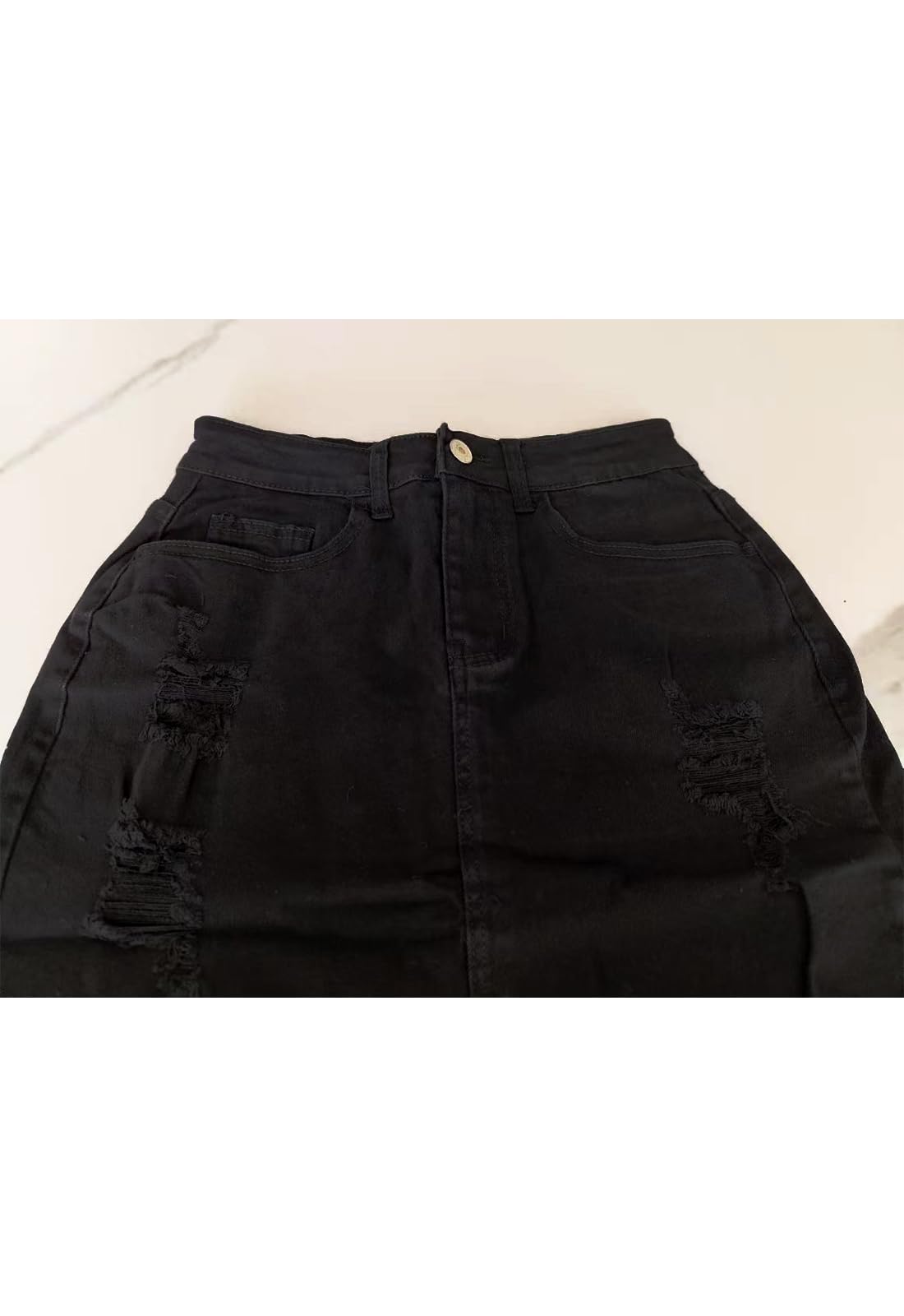 JayscreateEU Jupe d'été pour femme - Jupe moulante - Avec poche - Jupe trapèze - Avec ourlet de poche - Avec franges - Noir - S