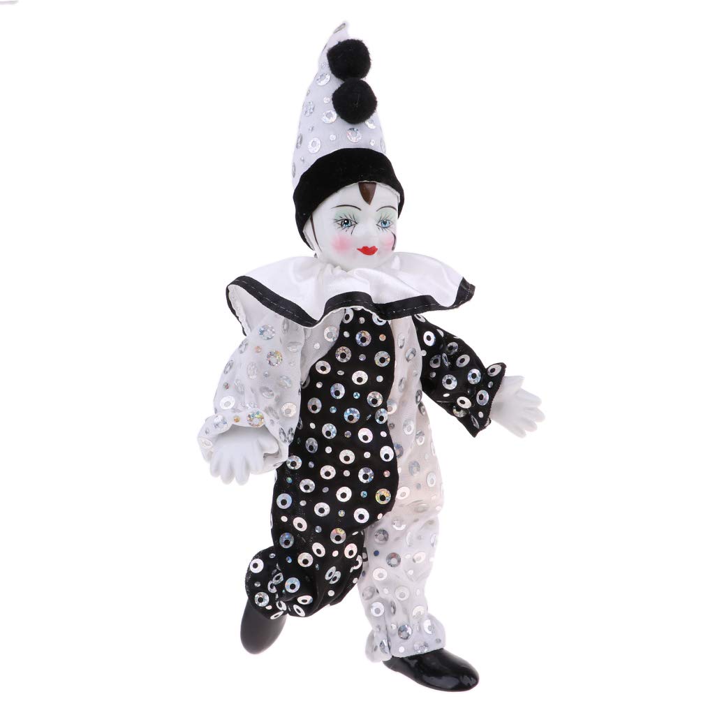 SM SunniMix 9inch Clown Doll - can Sitting & Standing, Hand Painted Harlequin Doll Display Decoration,Valentin Gift