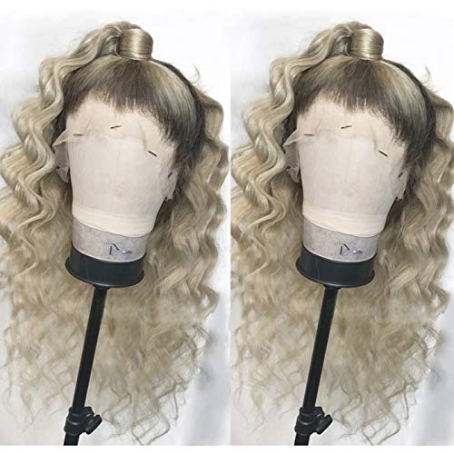 Friya Blonde Wig Lace Front Wigs Brown Rooted Ombre 2 Tone Color Honey Blonde Wig Long Loose Curly Wave Wigs Fiber Synthetic Hair Natural Hairline Glueless Wig With Baby Hair Wigs 24''