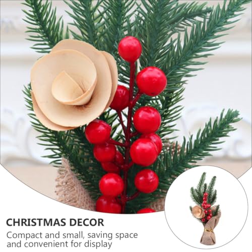 Árbol Artificial Compacto NUOBESTY Pack de 3 Adornos Navideños con Hojas de Pino y Flores 5