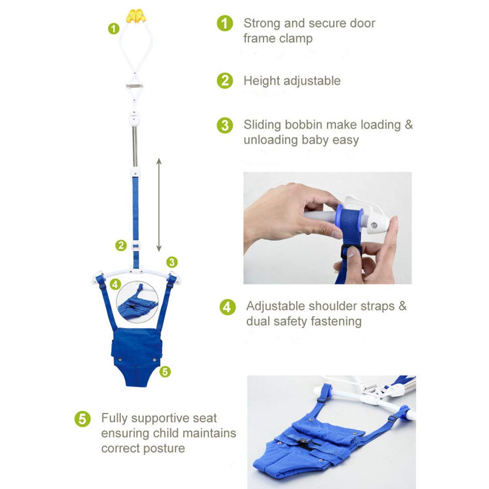 XIAOXIA Bébé Porte Jumper, Bébé Exerciseur avec Porte Clamp, Bounce Ressort, Longueur Réglable Swing Hanging Bébé Jump Bouncer pour Nourrisson Enfant en Bas Âge 6-24 Mois,Rose