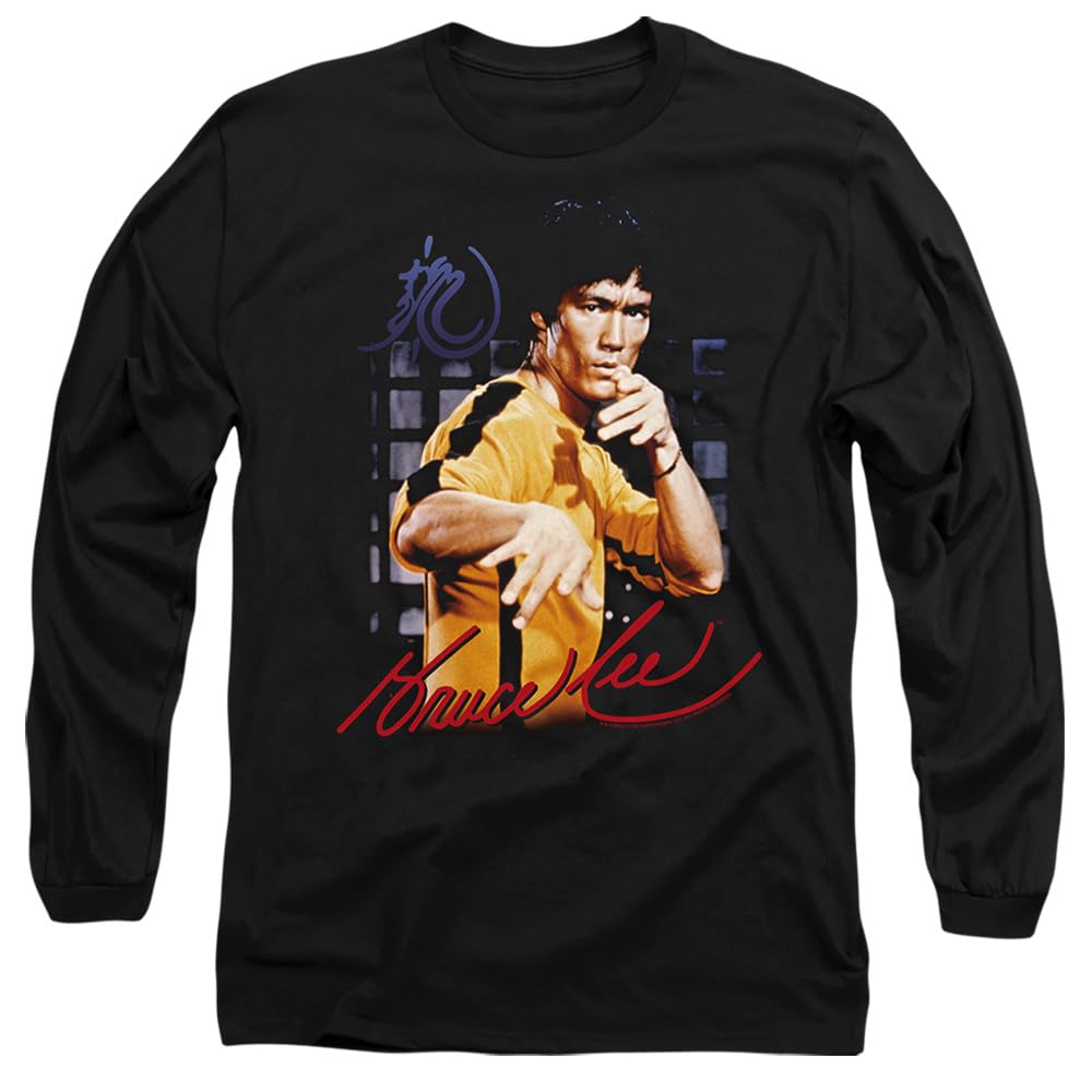 Men's Other Bruce Lee Yellow Jumpsuit Long Sleeve T-Shirt Bla Black Small