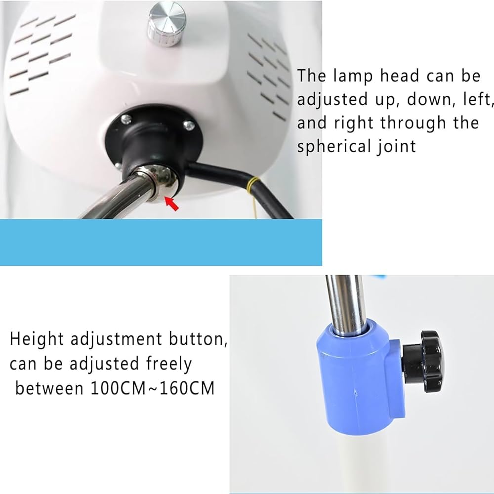 Lampada da Visita Medica a LED | Altezza Regolabile | Lampada da Terra Mobile Senza Ombre per ginecologia,Uso odontoiatrico,cliniche ambulatoriali e Procedure chirurgiche minori