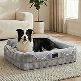 Veehoo Cute Dog Bed for Large Dogs, Orthopedic Egg-Crate Foam Dog Bed with Sides, Removable Washable Cover & Waterproof Lining, Comfortable Pet Couch Pet Sofa Grey, 36'