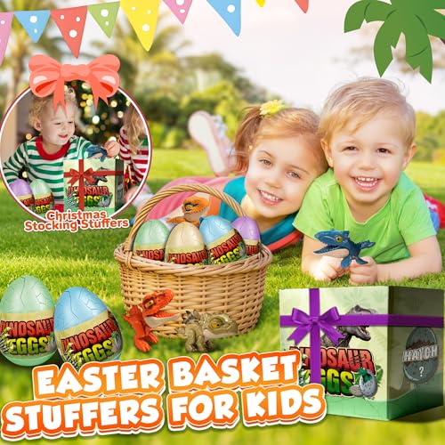 Image of 8 Pack Hatching Dinosaur Eggs for Kids Boys, Travel Toys for Toddlers Kids Dinosaur Party Favors Surprise Toys Birthday Gift for Boys Girls Aged 3 4 5 6 7 8 Year Old Christmas Stocking Stuffer