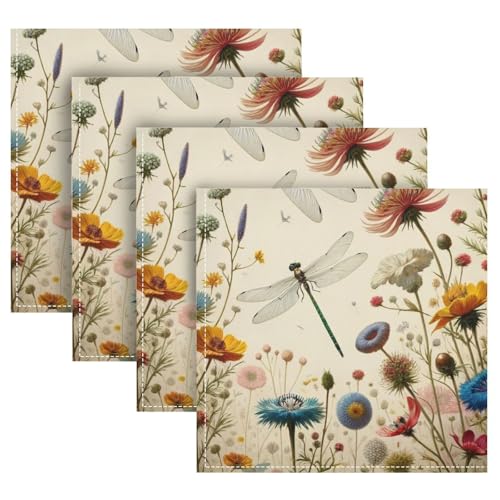 Servilletas de Tela Vintage Dragonflies 20x20 Pulg, Pack 4 miniatura 2