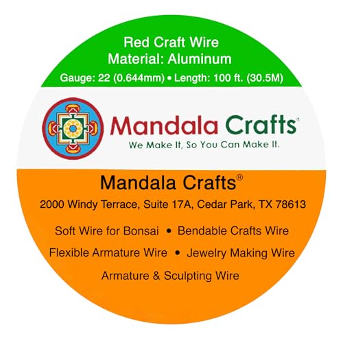 Image of Mandala Crafts 22 Gauge Red Anodized Aluminum Craft Wire, 100 FT | Colored, Flexible, Bendable, for Bonsai, Armature, Sculpting, Wire Wrapping, Jewelry Making, Weather & Tarnish Resistant