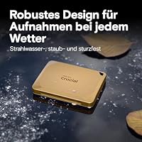Crucial X10 Pro 2TB Externe SSD Festplatte, bis zu 2.100MB/s Lesen und 2.000MB/s Schreiben, Portable Solid State Drive,, Wasser- und Staubgeschützt IP55, USB-C 3.2, Gold - CT2000X10PROSSD9D02 – Ansicht 3