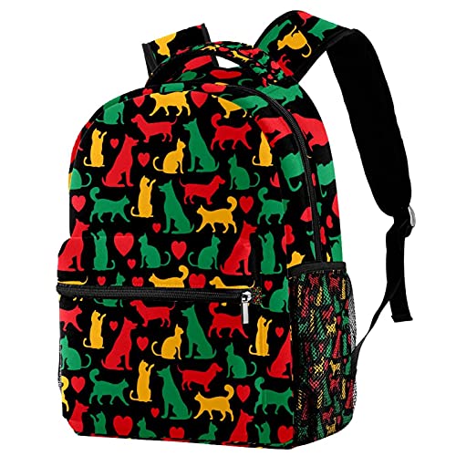 Sac à dos de cours motif mignon chat et chien pour rayonner au collège
