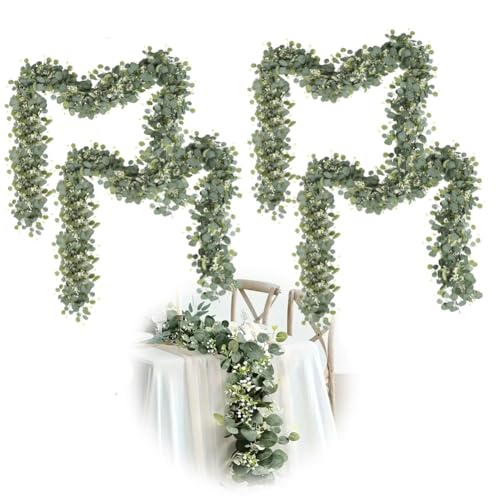 Guirlande d'eucalyptus artificielle fleurs blanches vigne pour décoration arche mariage - 2