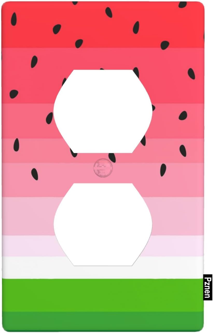 Watermelon and Watermelon Seeds Wall Plate Cover Summer Fruit Watermelon Slice Outlet Covers 1-Gang Switch Plug Duplex Cover Home Bedroom Bathroom Kitchen