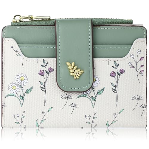 Image of Farcauo Wallet Women Small Wallets for Women Cute Green Women's Card Wallets Kawaii Flower Thin Womens Wallet for Ladies