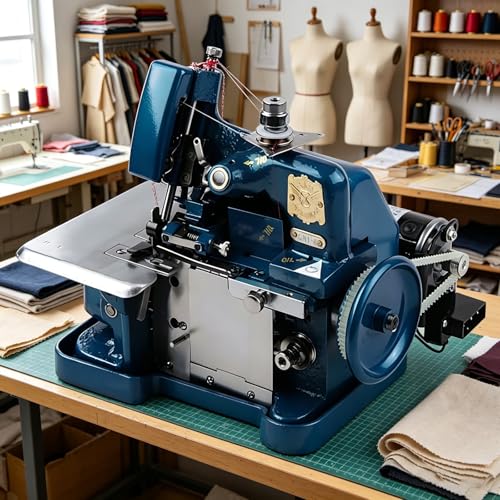Máquina Remalladora Para Coser,Máquina Sobrehiladora de Tres Hilos Para Uso Doméstico,3000 Puntadas/Min,Longitud de Puntada y Velocidad Ajustables,Para Telas Gruesas (Mezclilla,Lona,Tapicería) Blue