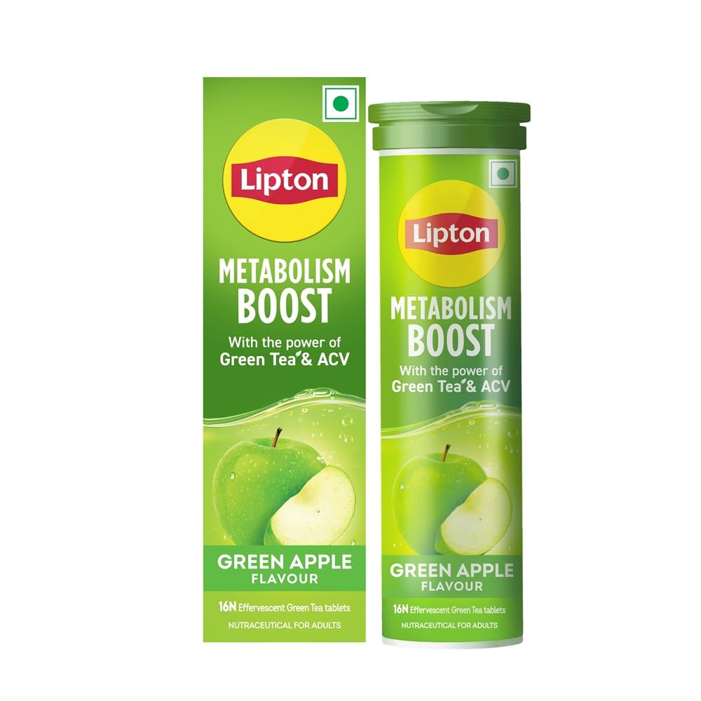 Lipton Metabolism Boost with 150mg Green Tea Catechins and 50mg ACV (Apple Cider Vinegar) | For Weight Loss & Fat Burn | Zero Calories | 16N Tablets | Green Apple Flavour-image-11