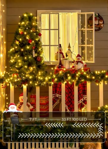2 Pack Total 80Ft 200 LED Solar Christmas String Lights Outdoor Waterproof  - image 5