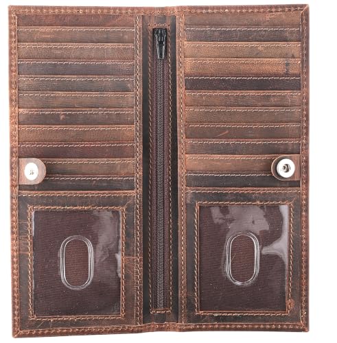 F&L CLASSIC Full Grain Leather Long Wallet