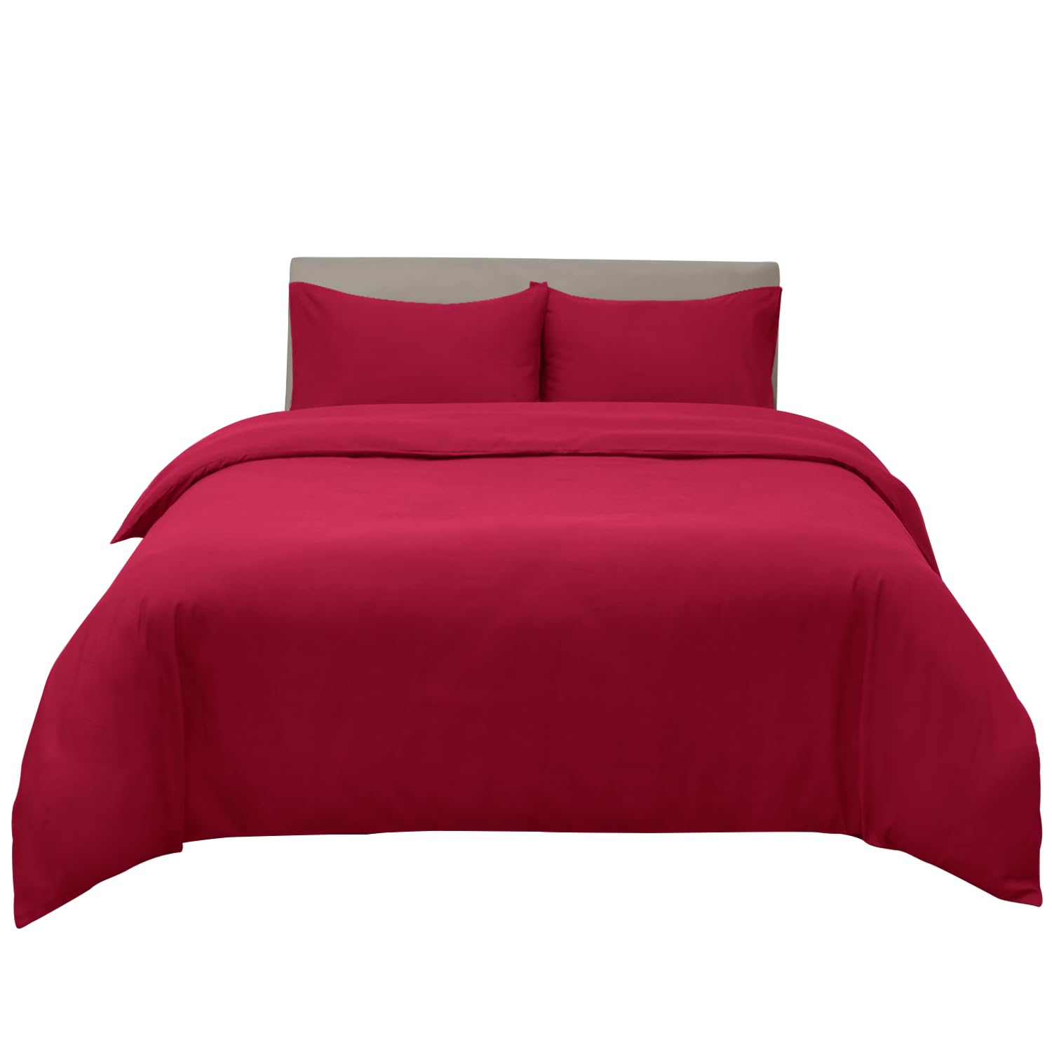 Hafaa Dyed Duvet Cover Brushed Microfiber Quilt Cover with Button Closure Luxury Bedding Burgundy Duvet Cover with 2 Pillowcases King Size Duvet Set (230cm x 220cm)