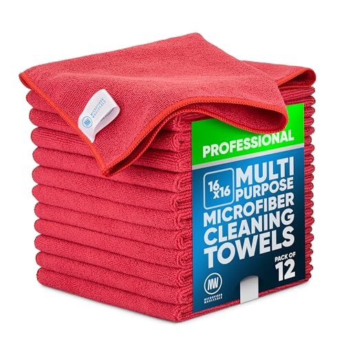 MW Pro Microfiber Cleaning Cloth | Red (12 Pack) | Size 16