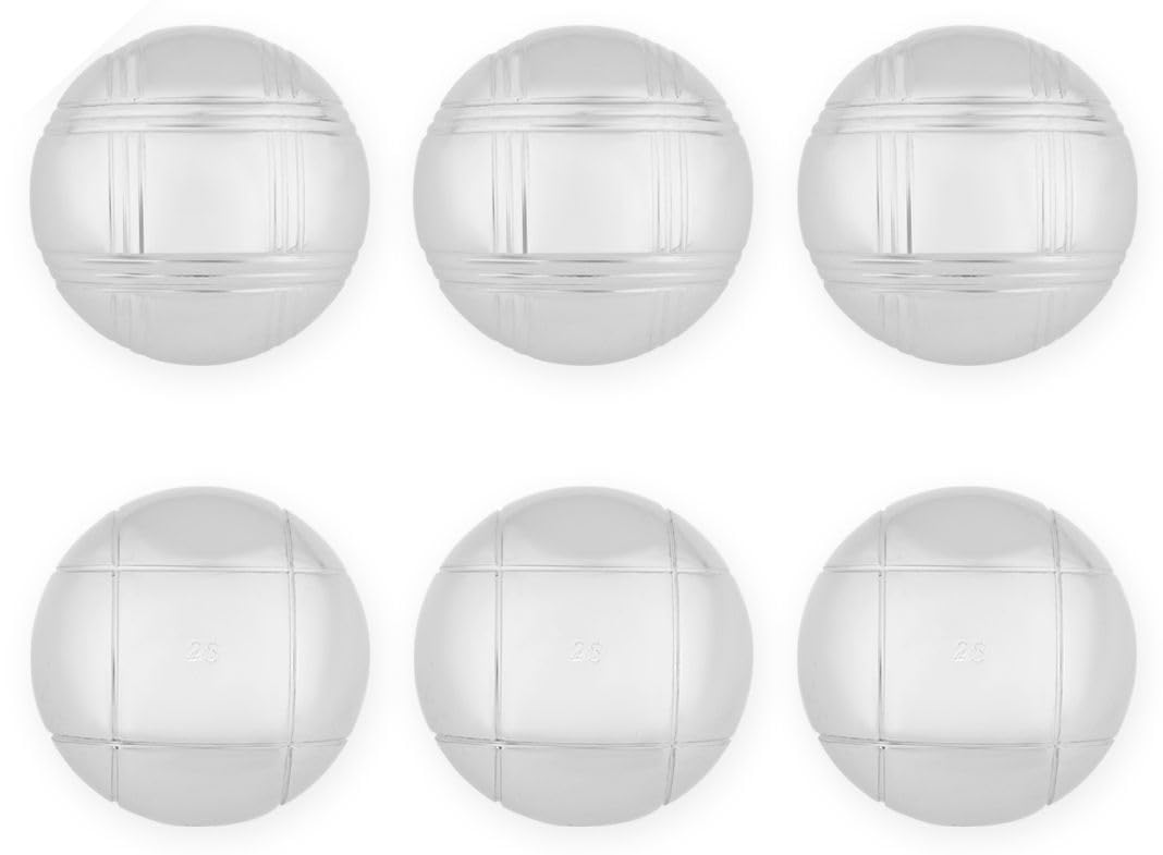 Sacoche de 6 boules de petanques chromees - jeu d'adresse - plein air